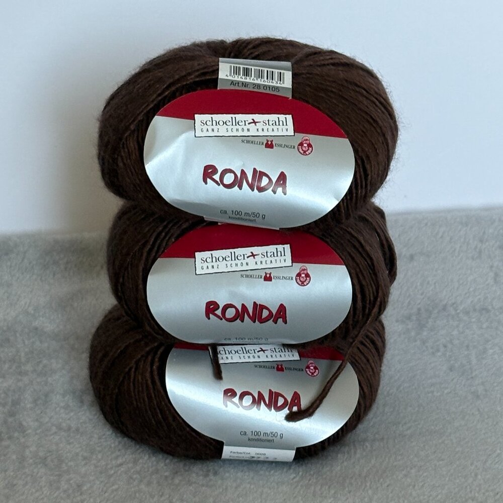 Schoeller Stahl Yarn 3 Balls Ronda Wool Rayon Blend Brown 0008 Romania 2722